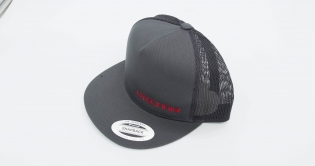 Grey Flat Bill 5 Panel Classic Trucker Cap w/ Red GTECHNIQ Logo