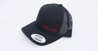 Black Retro Trucker Cap w/ Red GTECHNIQ Logo